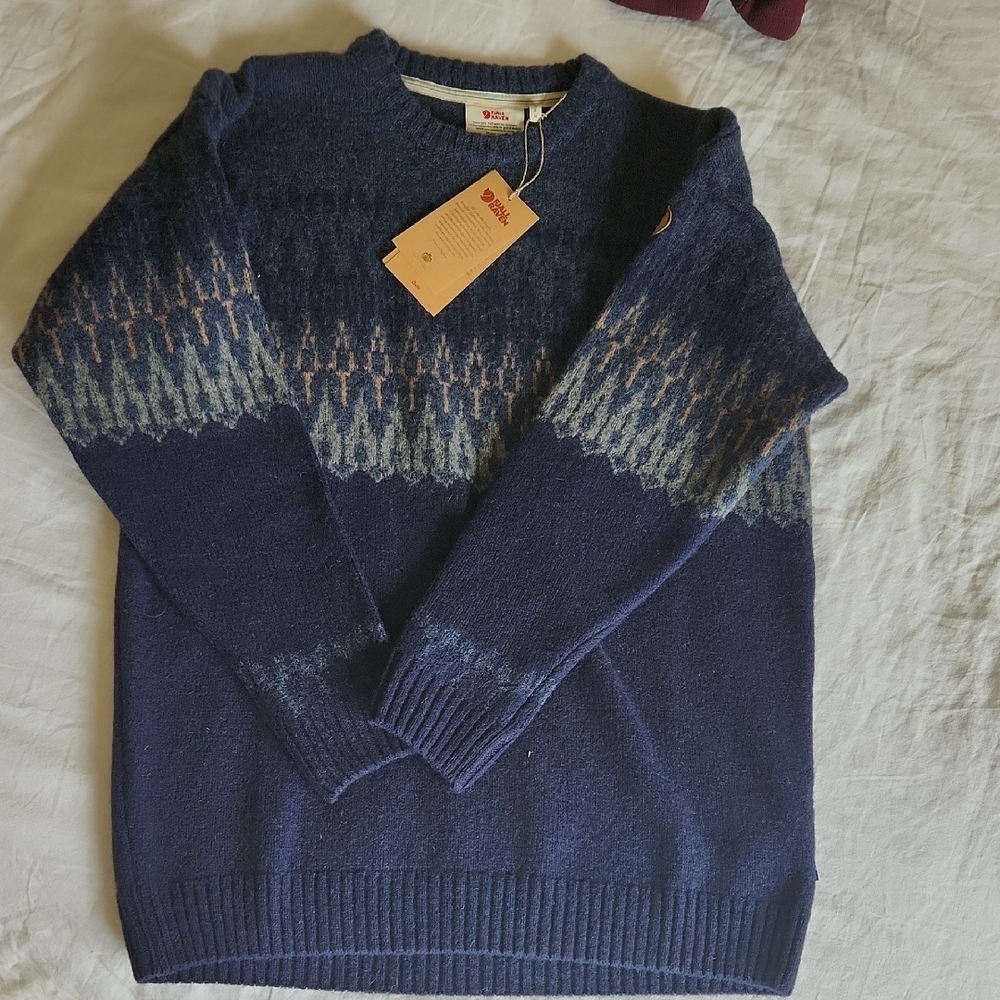 Fjallraven Blue Crewneck Sweater with Gradient Pattern